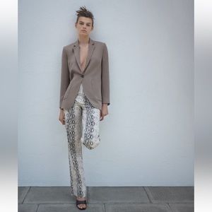 Zara Premium 90s Wide Leg Jeans in white snake print